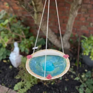 Hanging Bird bath or Feeder - with flowers