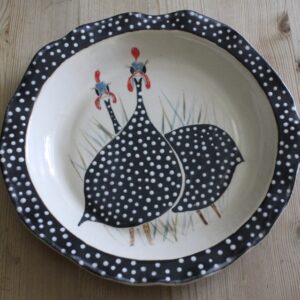 Black Guinea Fowl with black spotty Rim Plate