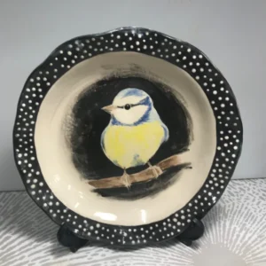 Blue Bird with black spotty Rim Plate