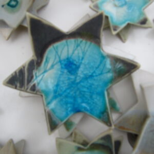 spinning tree stars ..hang on strong clear nylon thread with sparkly beads.